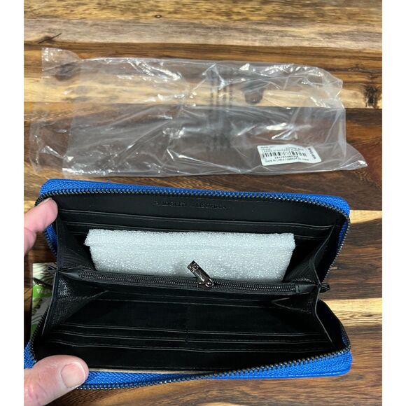 Badgley Mischka Electric Blue Vegan Leather Zip Wallet NWT MSRP $59 - Picture 3 of 4